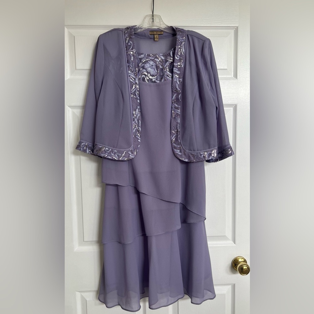 Maya Brooke Mother of Bride/Groom dress. Two pieces. Lavender purple 14